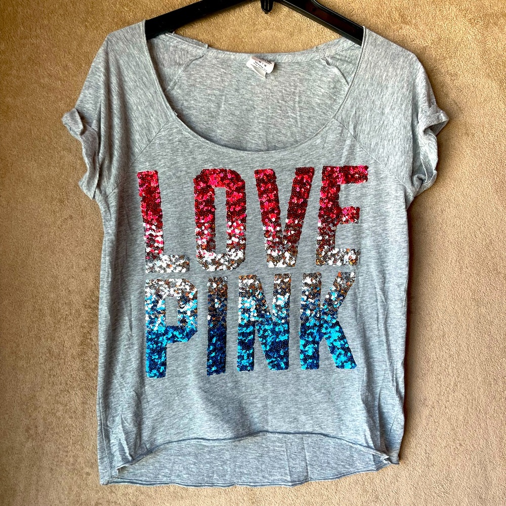 M PINK RED WHITE AND BLUE TOP